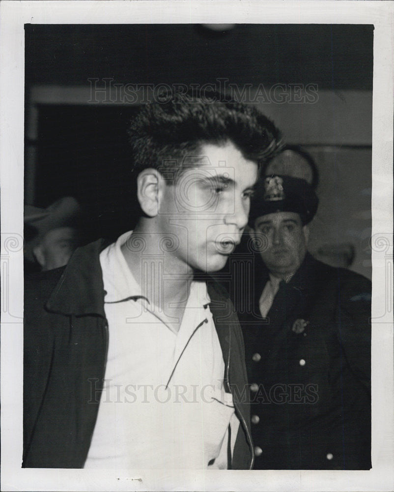 1956 Press Photo John L. McKiernan Arrested By Police And Charged With Murder - Historic Images