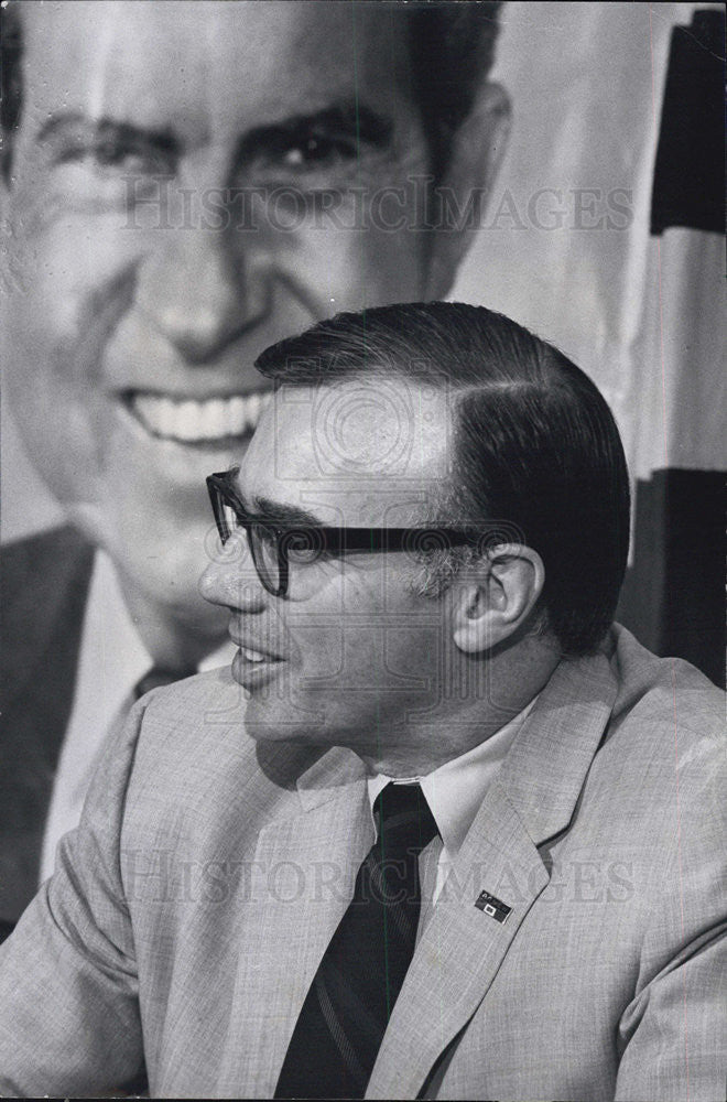 1968 Press Photo Arch McKinley, director of information for Nixon-Agnew ticket. - Historic Images