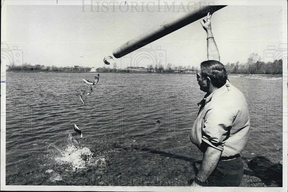 1977 Press Photo Dave McGinty fisheries Biologist - Historic Images