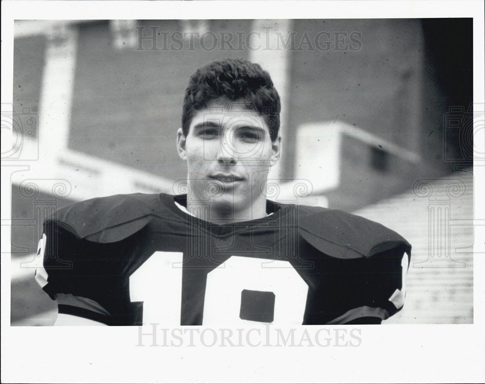 1991 Press Photo Illini Football Player Mike Hopkins Close-Up - Historic Images