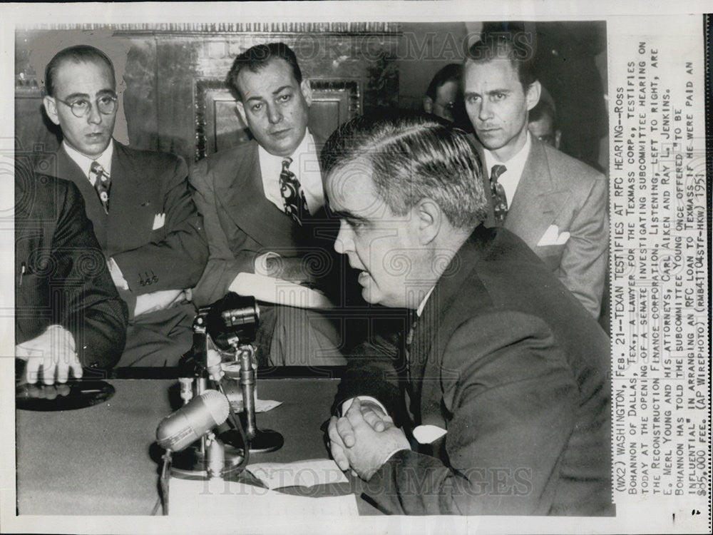 1951 Press Photo Ross Bohannon Testifies At E. Merl Young Hearing - Historic Images