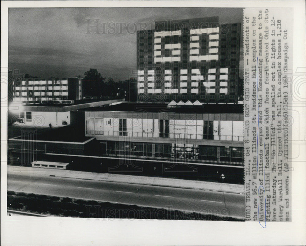 1964 Press Photo Homecoming Message From Wardall Hall University Of Illnois - Historic Images