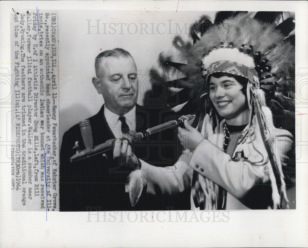 1964 Press Photo Nancy Feuerbacher Appointed Head Cheerleader University Of IL. - Historic Images