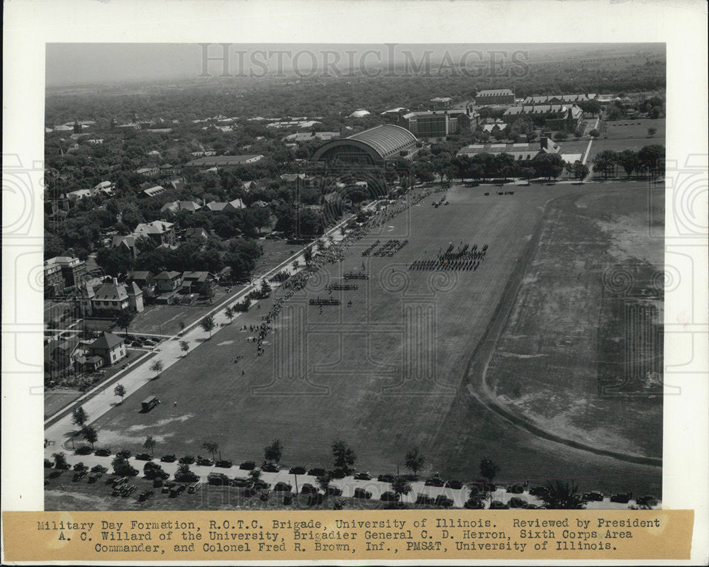 1938 Press Photo Military Day Formation ROTC Brigade University Of Illinois - Historic Images