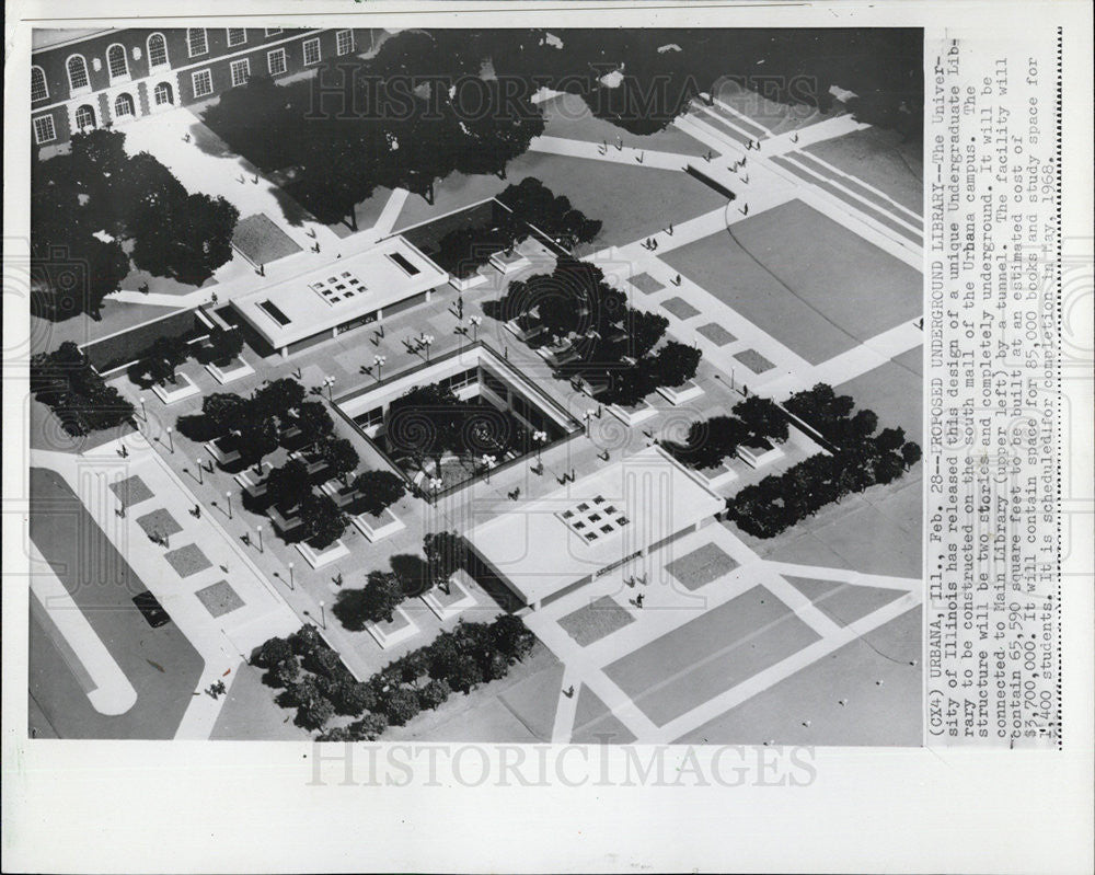 1968 Press Photo University Illinois Undergraduate Library Design Model - Historic Images