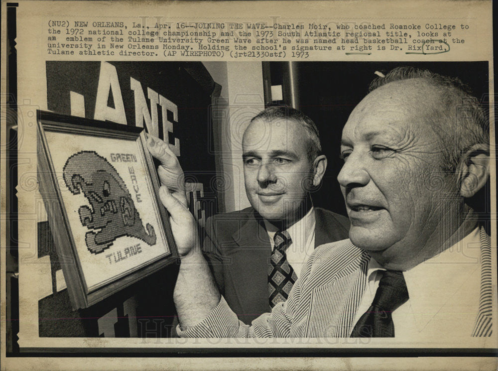 1973 Press Photo Charles Moir Named Head Basketball Coach Tulane University - Historic Images