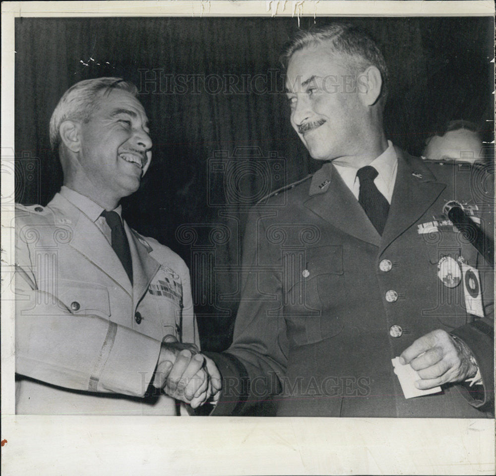 1958 Press Photo Major Generals Donald Yates &amp; John Medaris Celebrate Launch - Historic Images