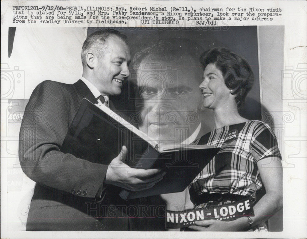 1960 Press Photo Rep Robert Michel and Mrs Patsy Sanderson - Historic Images