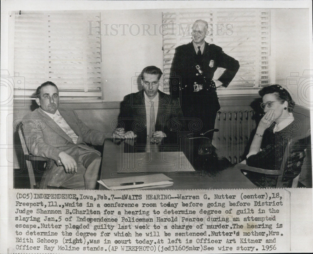 1956 Press Photo Warren G. Nutter, waiting for sentencing on his murder charge - Historic Images