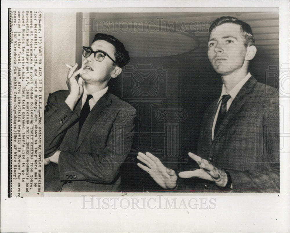 1964 Press Photo Defecting Soviet Musicians Igor Berecahtis Boris Midney Jazz - Historic Images