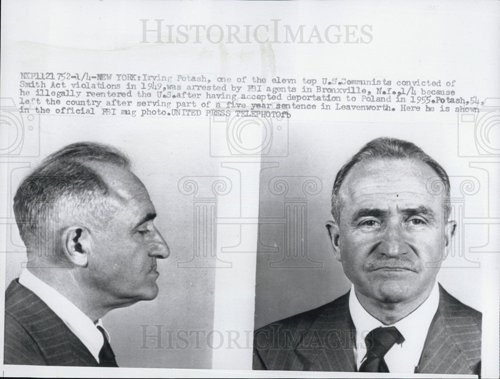 Press Photo Irving Potash US Communist Convicted of Smith Act Violations - Historic Images