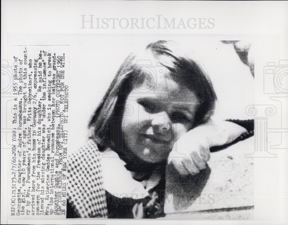 1960 Press Photo Andre Porumbeanu Daughter Georgette - Historic Images