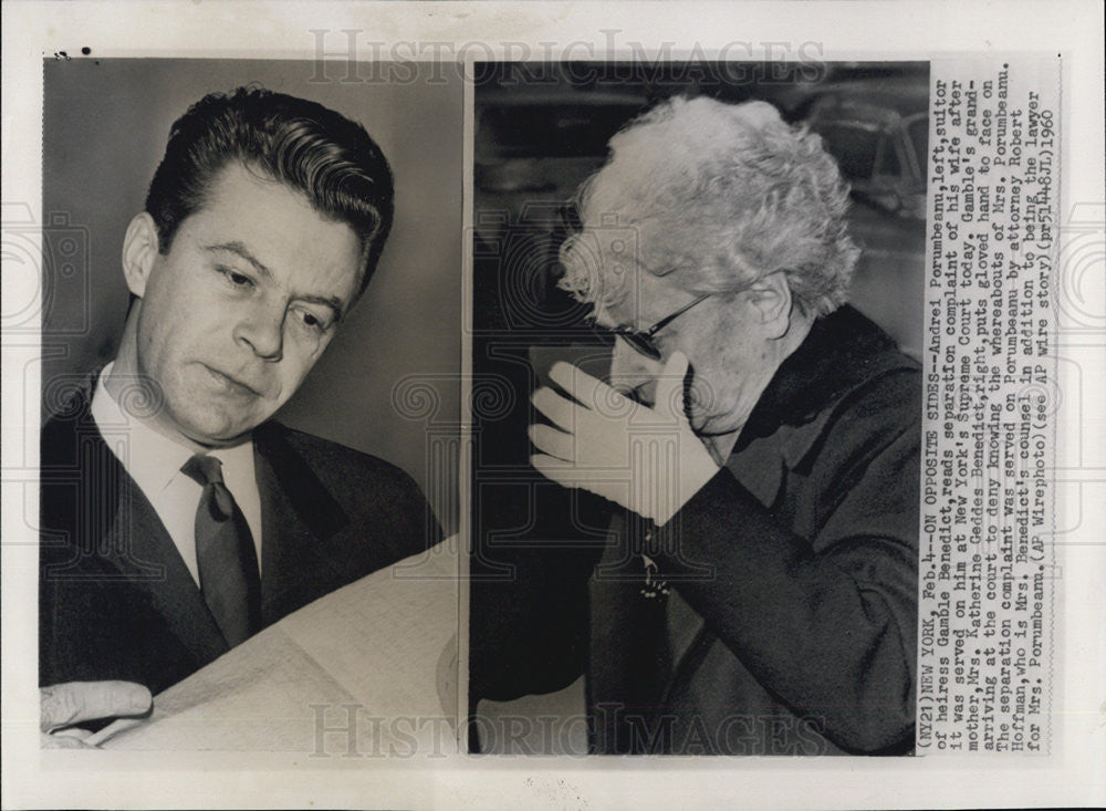 1960 Press Photo Andre Porumbeanu His Grandmother is Pictured Below - Historic Images