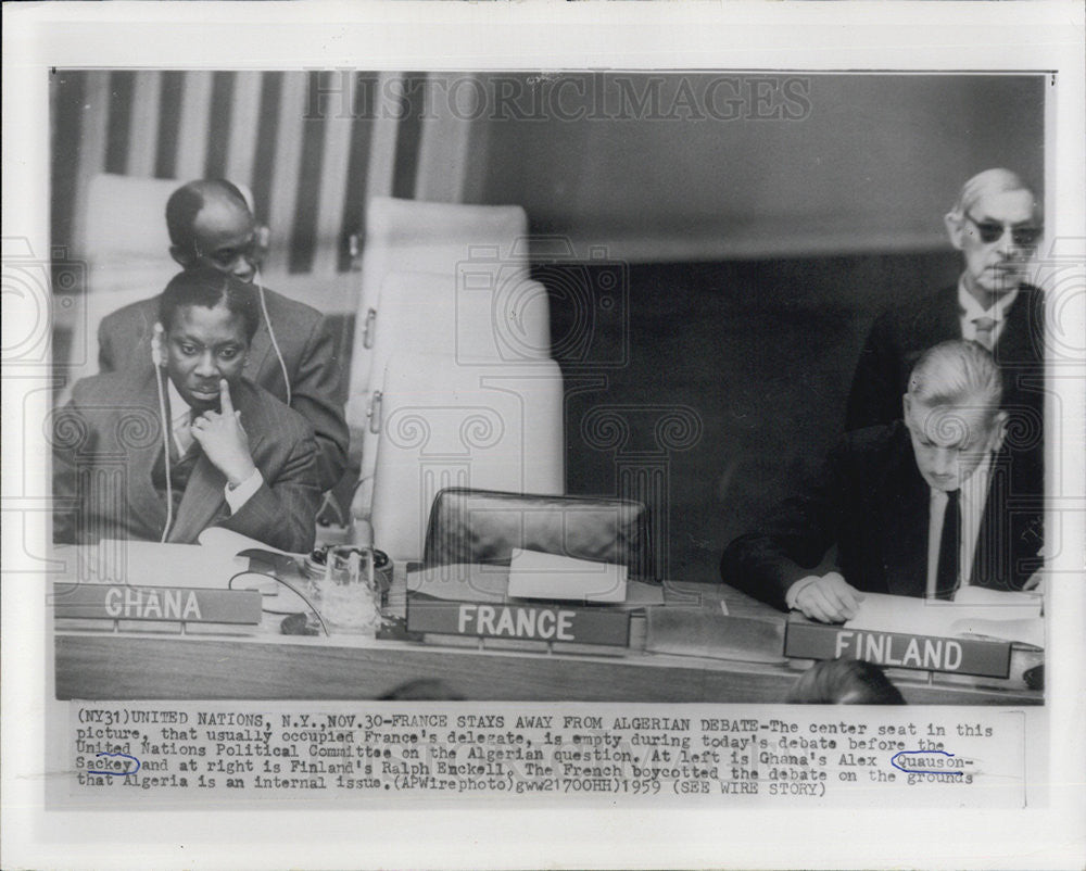 1959 Press Photo Ghana Alex Quauson-Sackey &amp; FInland&#39;s Ralph Enckell - Historic Images