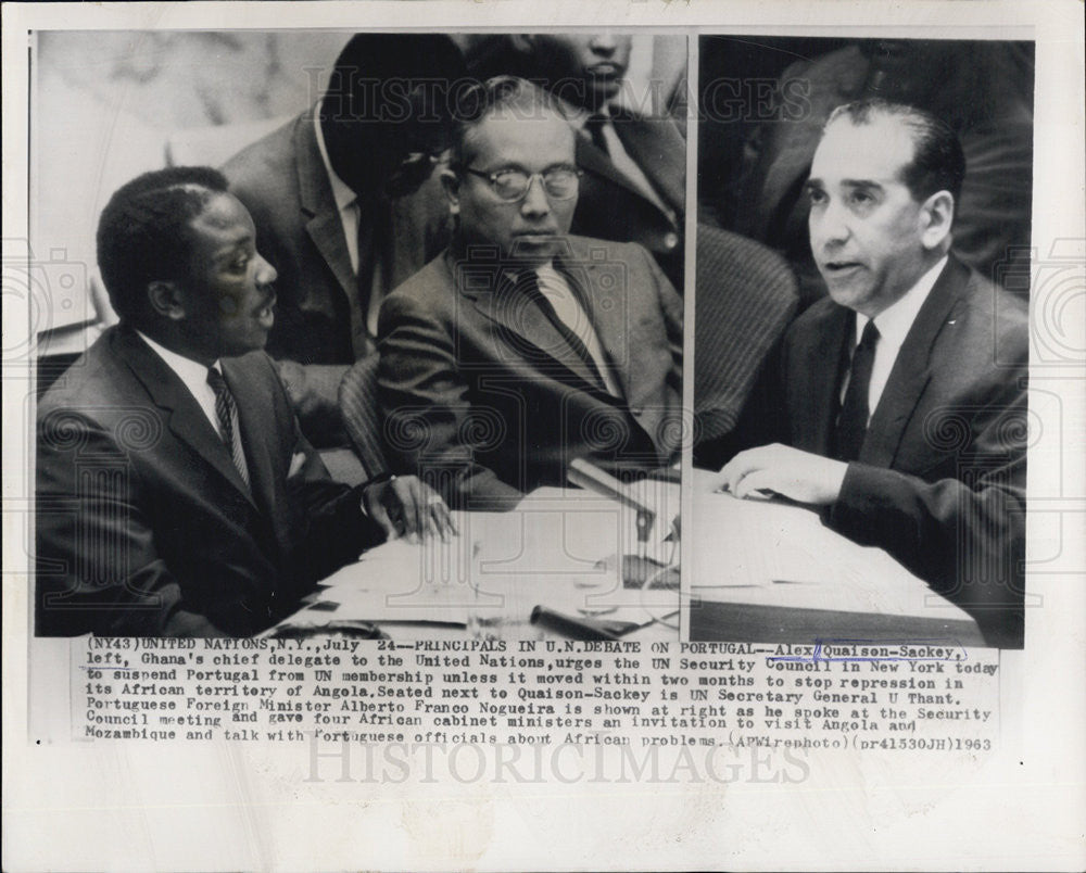 1963 Press Photo Alex Quaison-Sackey, Ghana, UN Secretary General U. Thant - Historic Images