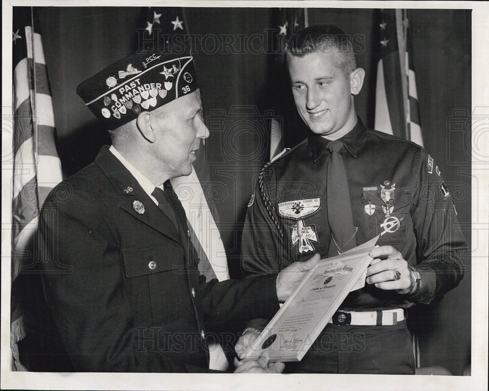 1961 Press Photo Explorer Scout George H. Myers awarded by James Radlein - Historic Images