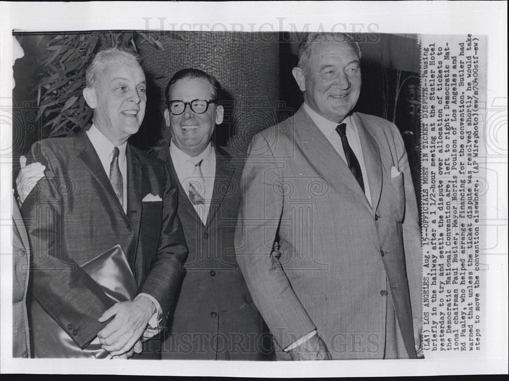 1959 Press Photo Democrat Chairman Paul Butler, Mayor Norris, Poulson  Ed Pauley - Historic Images