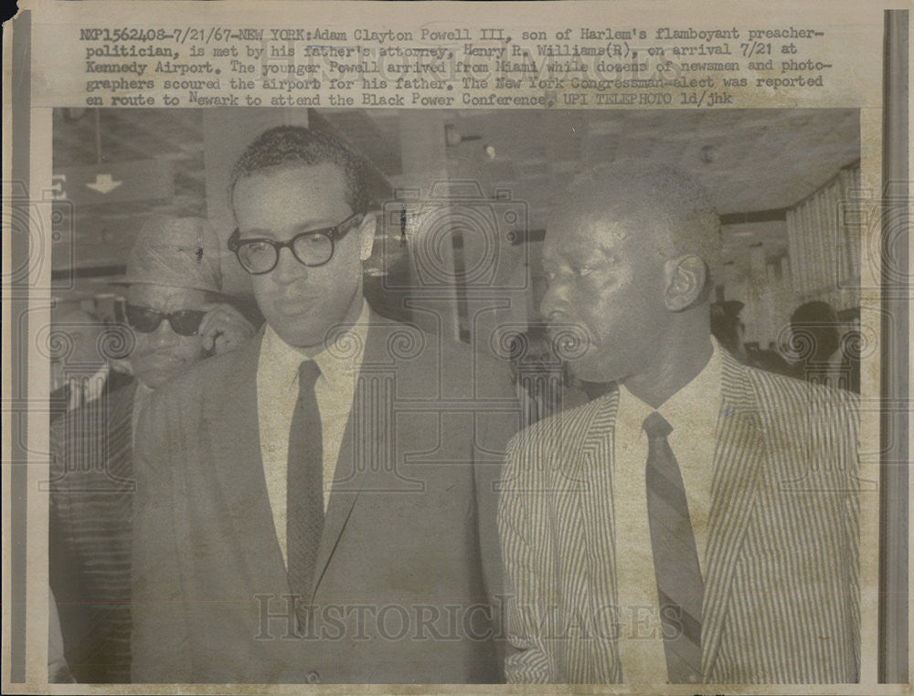 1967 Press Photo Adam Clayton Powell III with attorney Henry R. Williams. - Historic Images