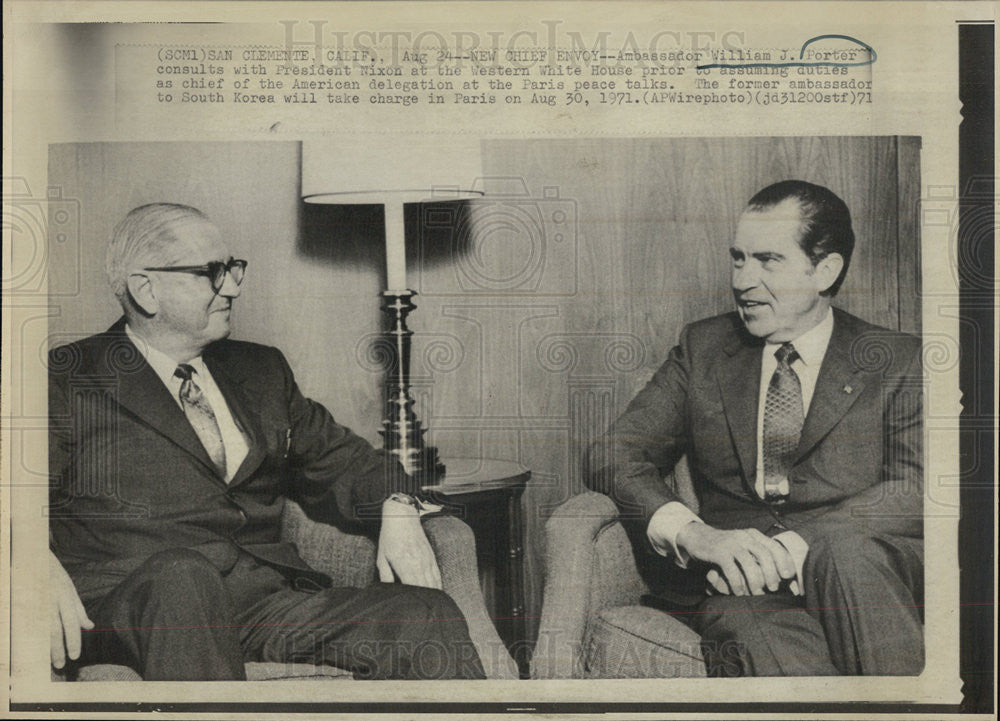 1971 Press Photo Ambassador William J. Porter President Nixon - Historic Images