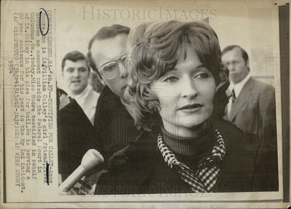 1974 Press Photo Anne Moore Lt William Calleys Girlfriend to Testify on His Beha - Historic Images