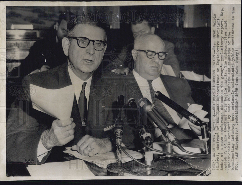 1958 Press Photo Oren Harris Joseph O&#39;Hara Subcommittee Legislative Oversight - Historic Images