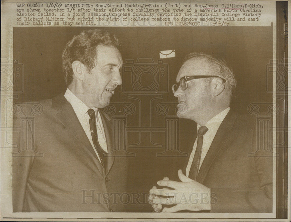 1969 Press Photo Sen Edmund Muskie And Rep James G O&#39;hara Challenge Vote Maverck - Historic Images