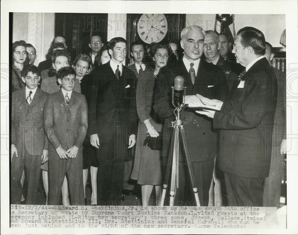 1944 Press Photo Edward R. Stettinius Jr/Secretary State/Justice Jackson - Historic Images