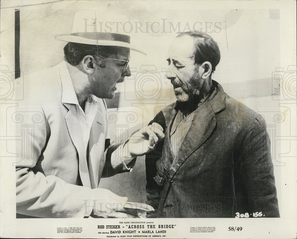 1958 Press Photo Rod Steiger and Jack Lester in the movie &quot;Across the Bridge&quot; - Historic Images