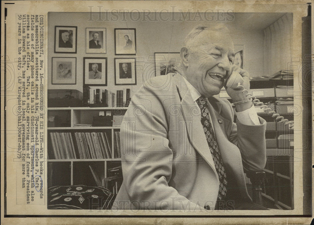 1975 Press Photo Charles P Taft Only Surviving Son Of Wm Howard Taft-Cincinnati - Historic Images