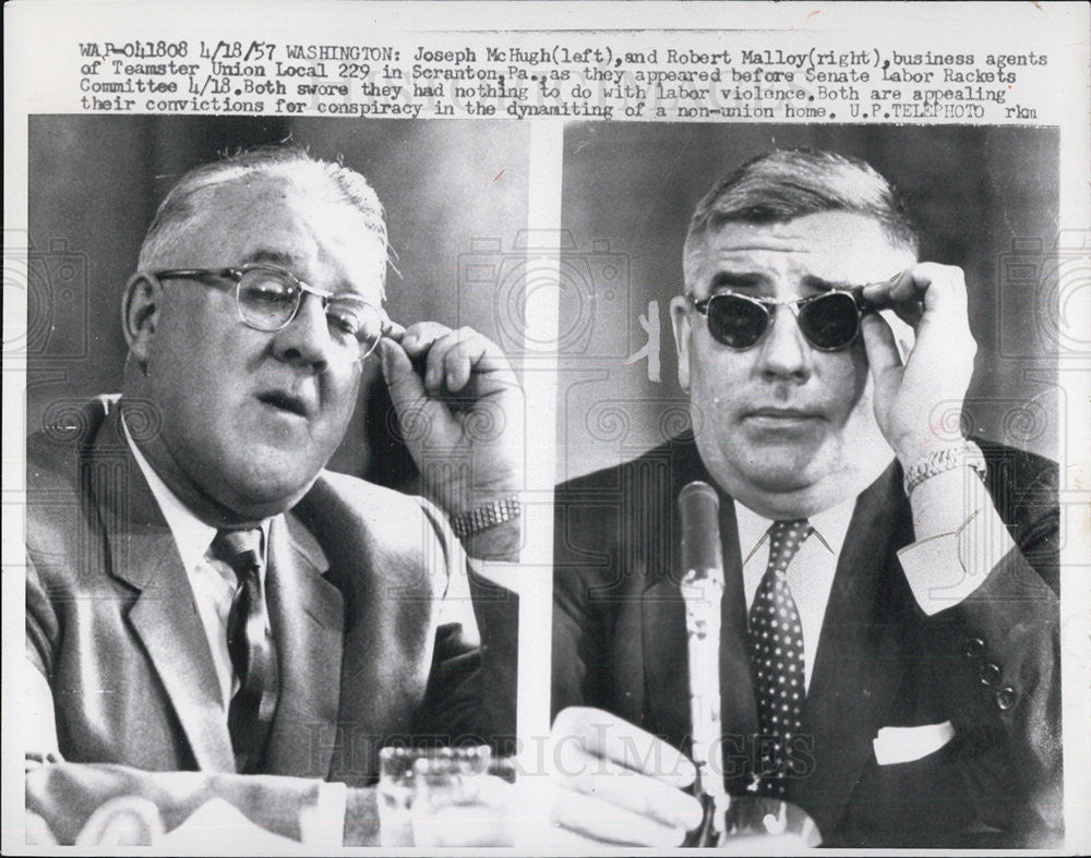 1957 Press Photo Joseph McHugh And Robert Malloy Teamster Union Local 229 Agents - Historic Images