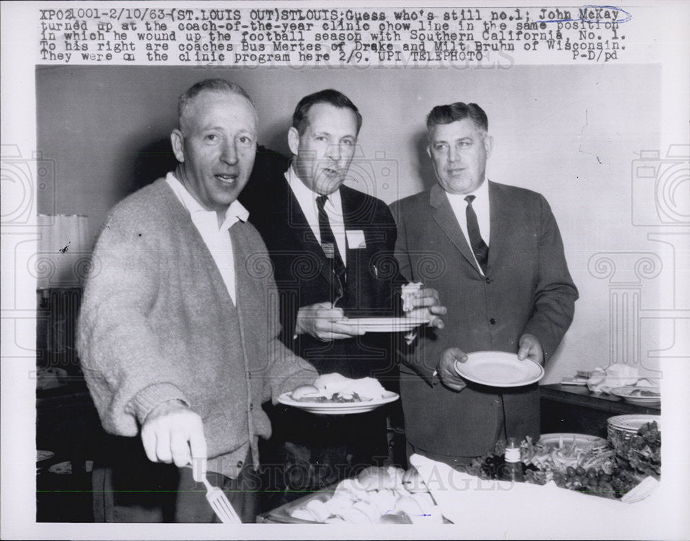 1963 Press Photo John McKay, Bus Mertes, and Milt Bruhn - Historic Images