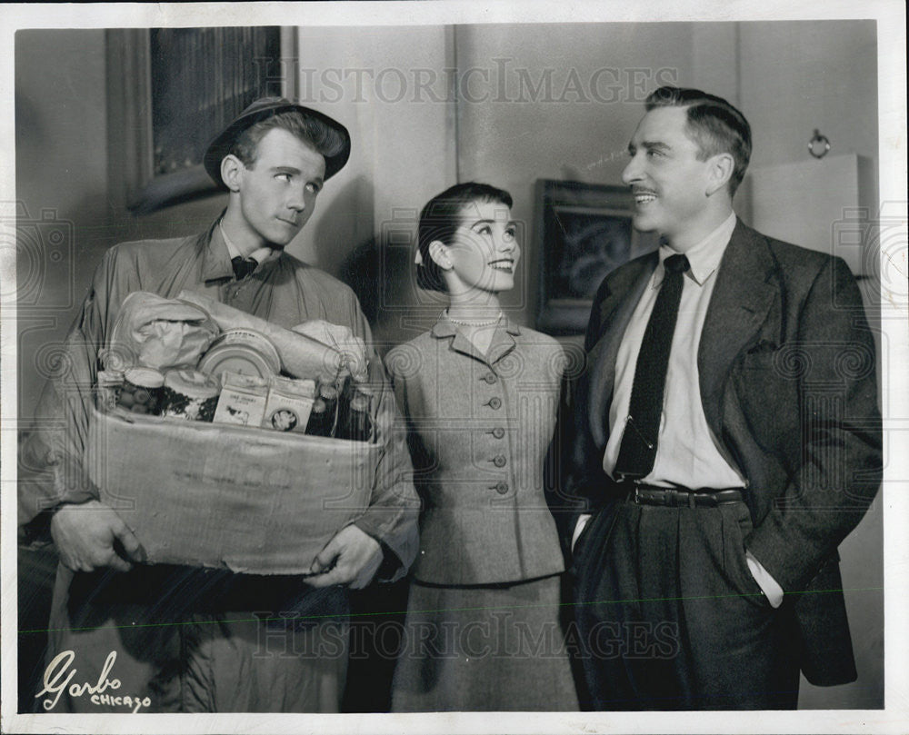 1962 Press Photo Biff McGuire Maggie MCNamara Leon ames Actors The Moon Is Blue - Historic Images