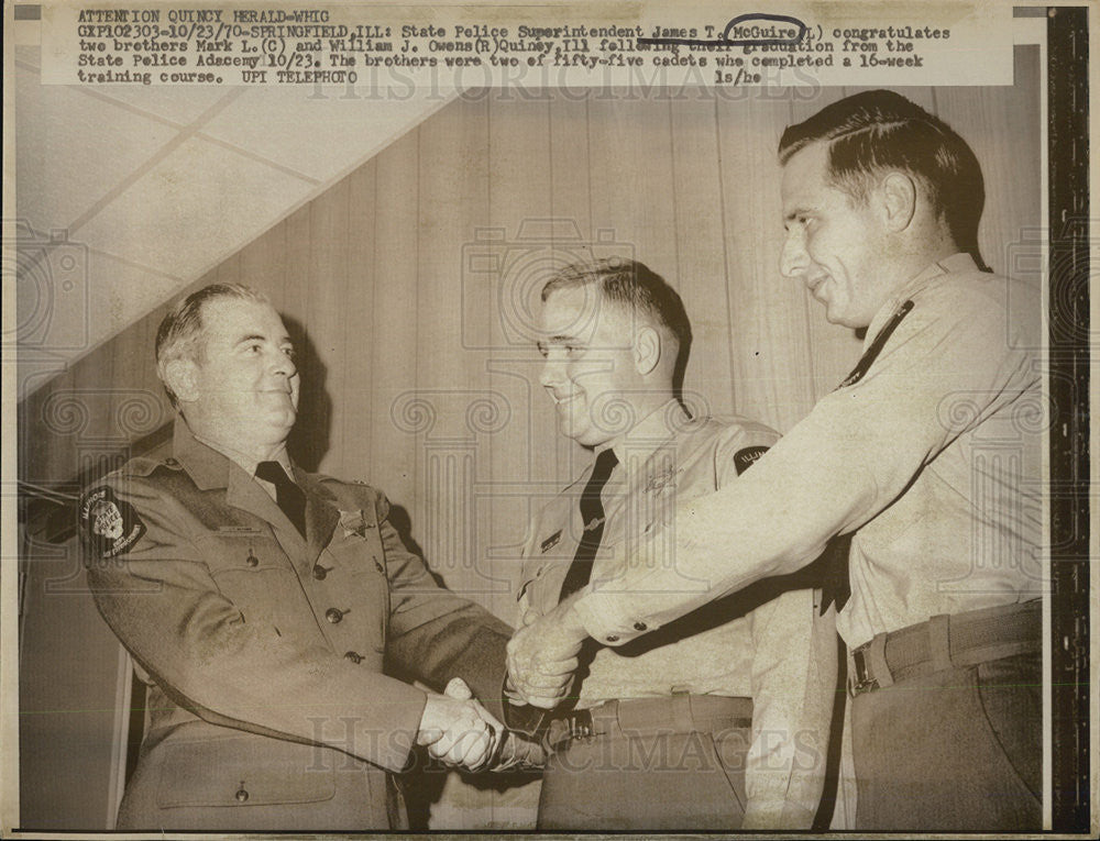 1970 Press Photo State Police Academy Graduation Brothers Mark And William Owens - Historic Images