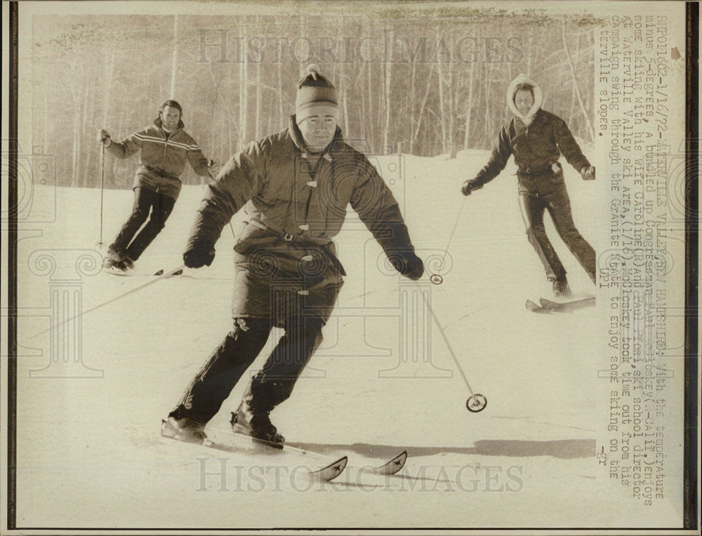 1972 Press Photo Paul McCloskey/US Congress/Paul Pfosi/Skiing/New Hampshire - Historic Images