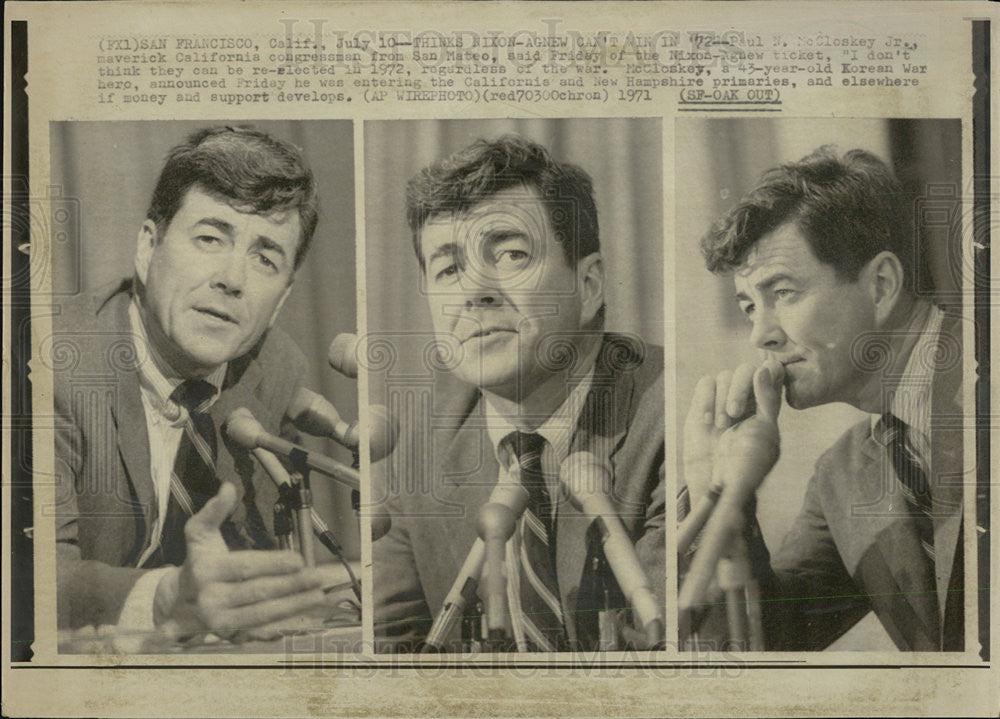 1971 Press Photo California Congressman Paul McCloskey At Press Conference - Historic Images