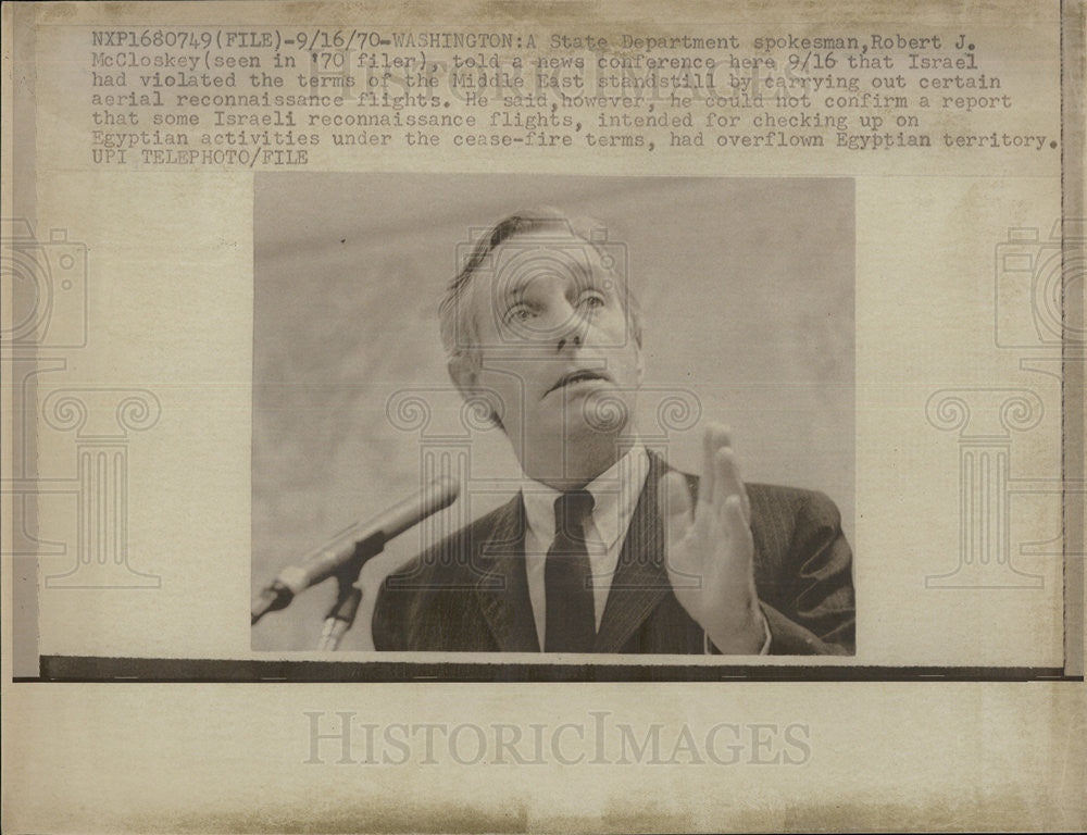 1970 Press Photo State Department spokesman Robert J. McCloskey - Historic Images