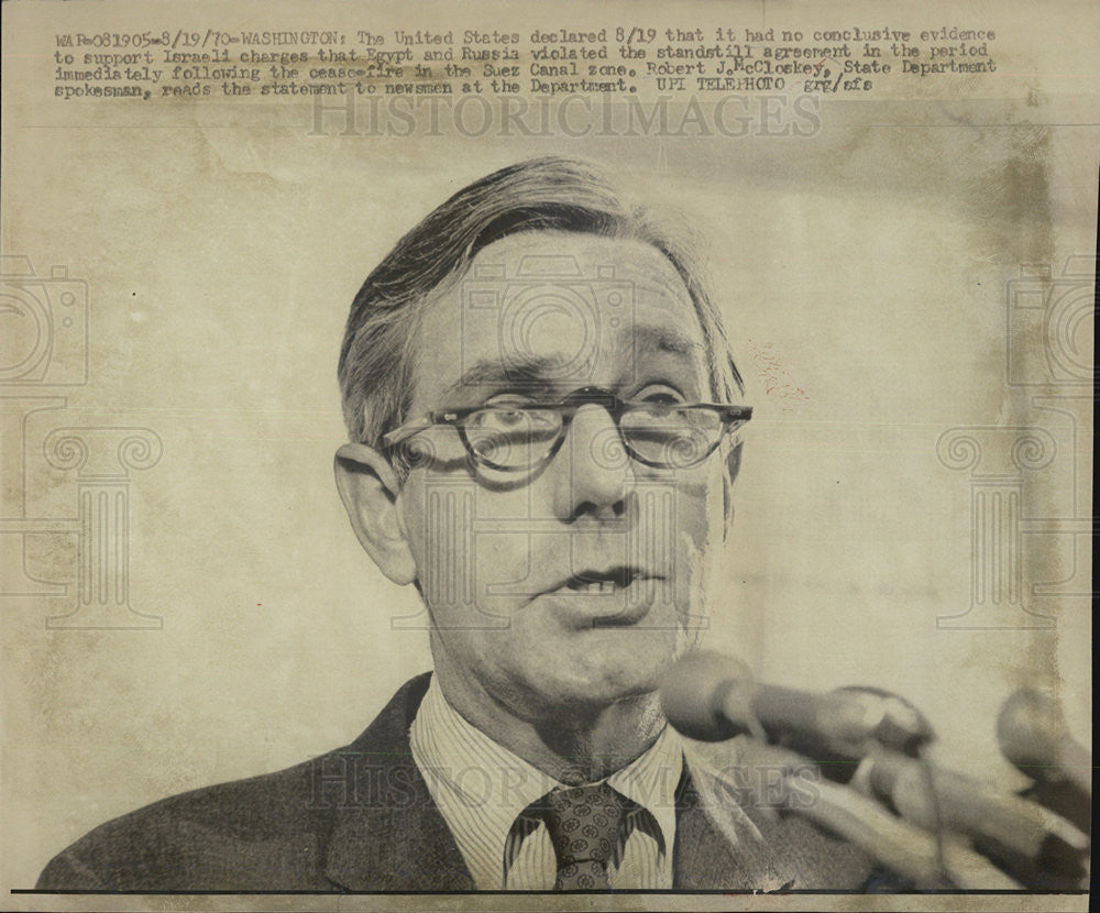 1970 Press Photo Robert J. McCloskey, State Department Spokesman - Historic Images