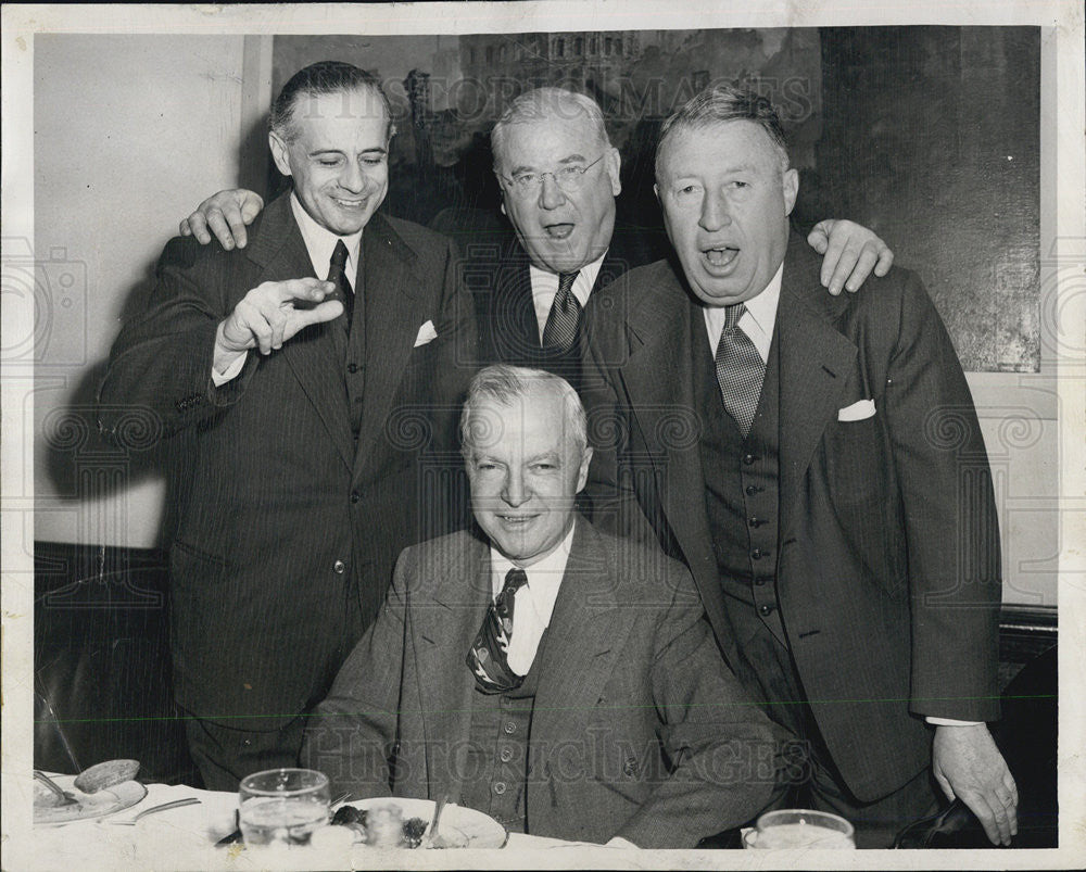 1949 Press Photo L. Halasz, A. Stilwell, C. Aaron, B. McCloud at luncheon - Historic Images