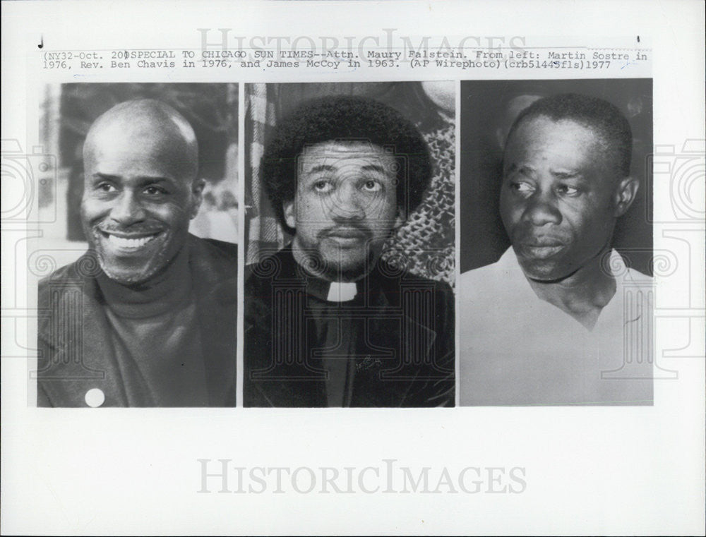 1977 Press Photo Attn. M. Falstein, M. Sostre, Rev. Ben Chavis, James McCoy - Historic Images