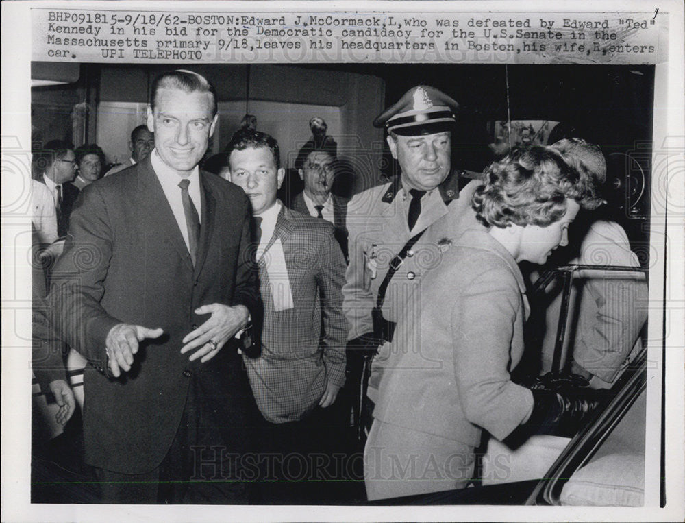 1962 Press Photo Edward j. McCormack losing the Senate race to Edward Kennedy - Historic Images