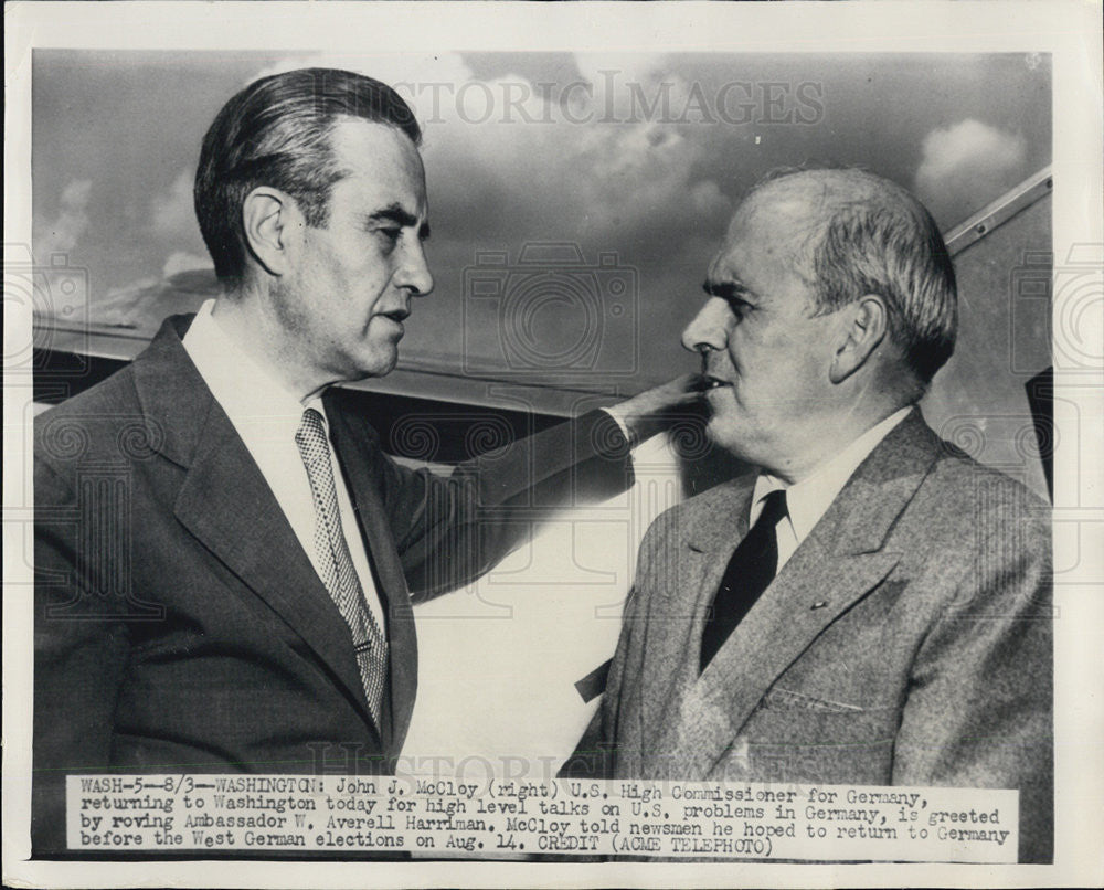 1949 Press Photo Jo0hn J McCloy US High Comm For Germany In DC With Amb Averell - Historic Images