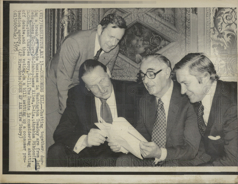 1975 Press Photo Sens James Mc Clure James Allen Abraham Ribicoff Charles Percy - Historic Images