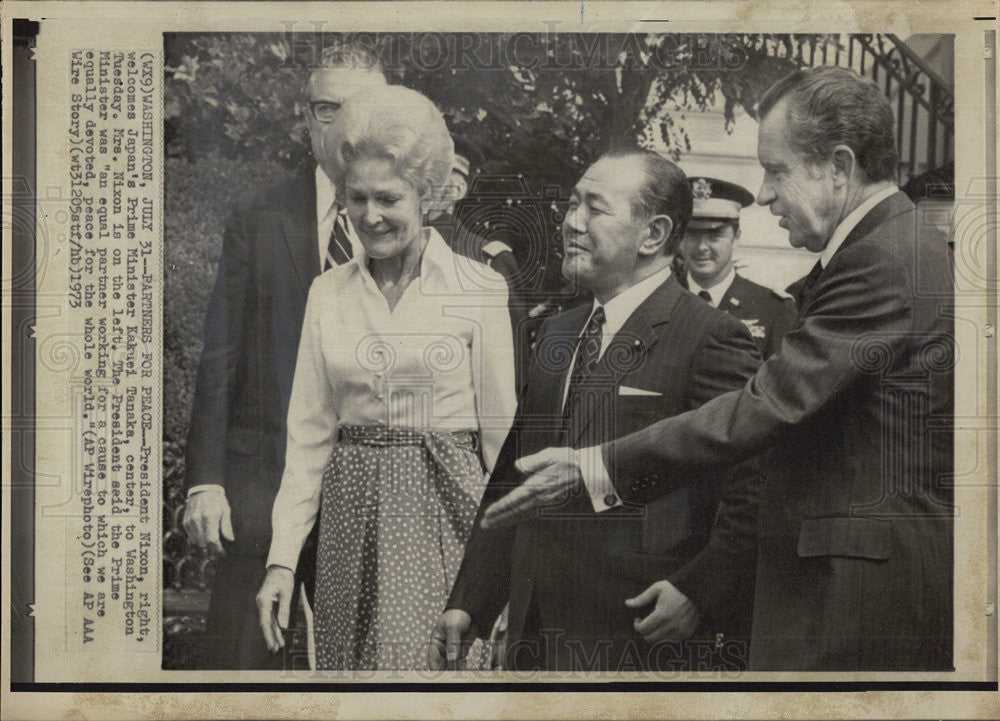 1973 Press Photo President Nixon and Japans Prime Minister Kakuei Tanaka - Historic Images