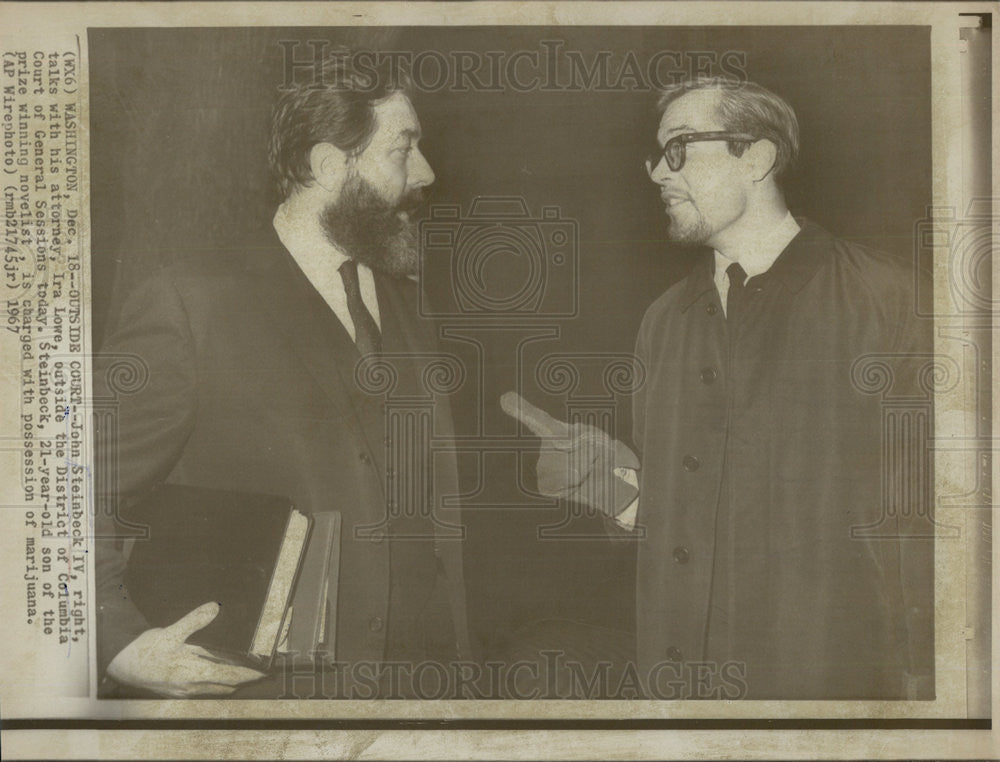 1967 Press Photo John Steinbeck IV and his Lawyer Ira Lowe - Historic Images