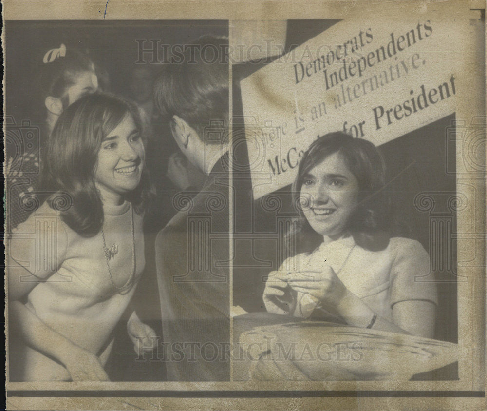 1968 Press Photo Ellen McCarthy, Daughter Of Senator Eugene McCarthy, Campaigns - Historic Images