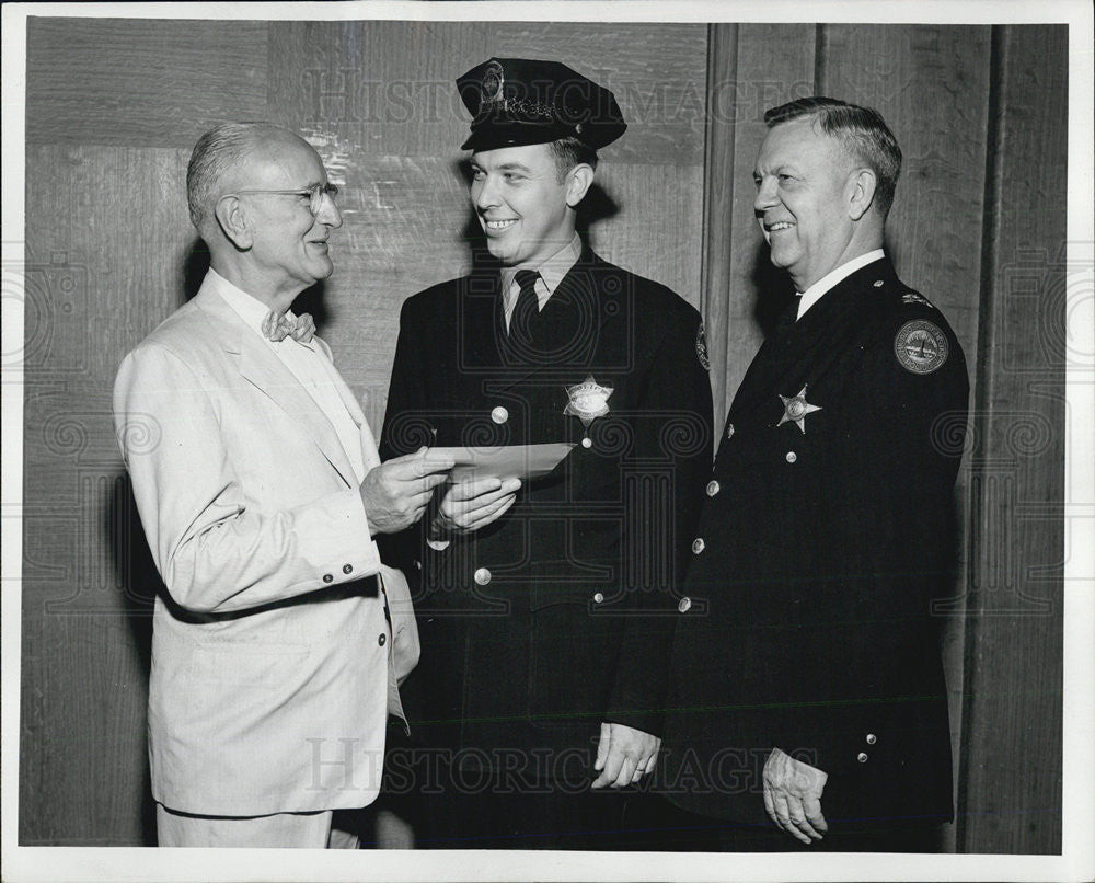 1956 Press Photo patrolman Robert McCann W. Dean Keefer vice president Lumberman - Historic Images