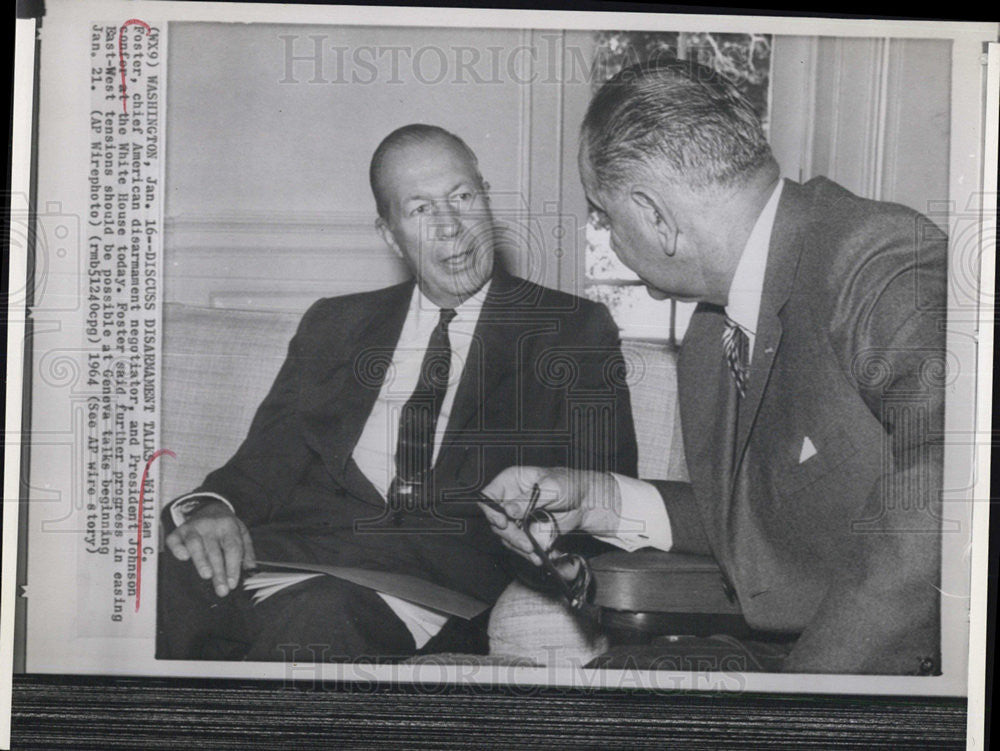 1964 Press Photo William C. Foster Chief American Disarmament Negotiator - Historic Images