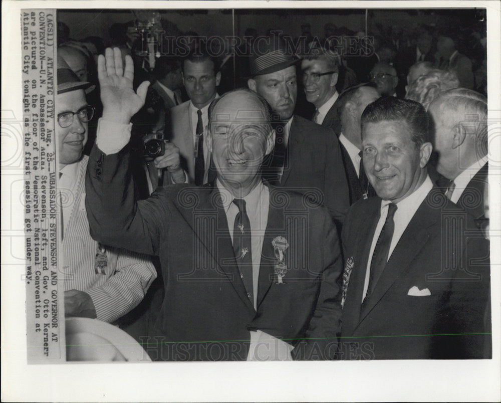 1964 Press Photo Governors Adali Stevenson and Otto Kernerr. - Historic Images