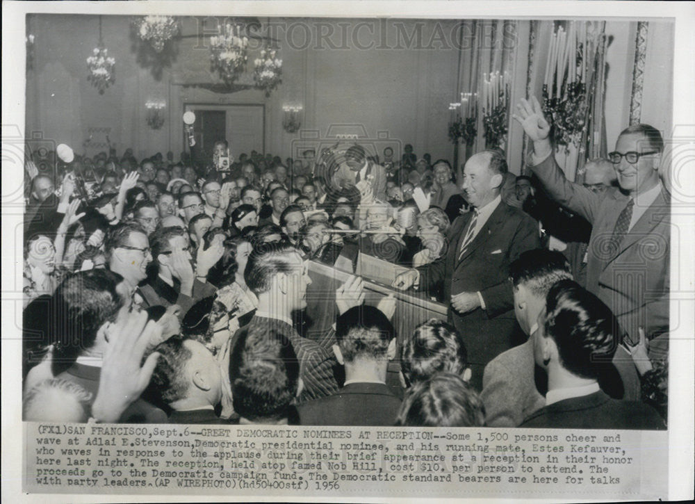 1956 Press Photo Adlai Stevenson Democratic Presidential Nominee And running - Historic Images