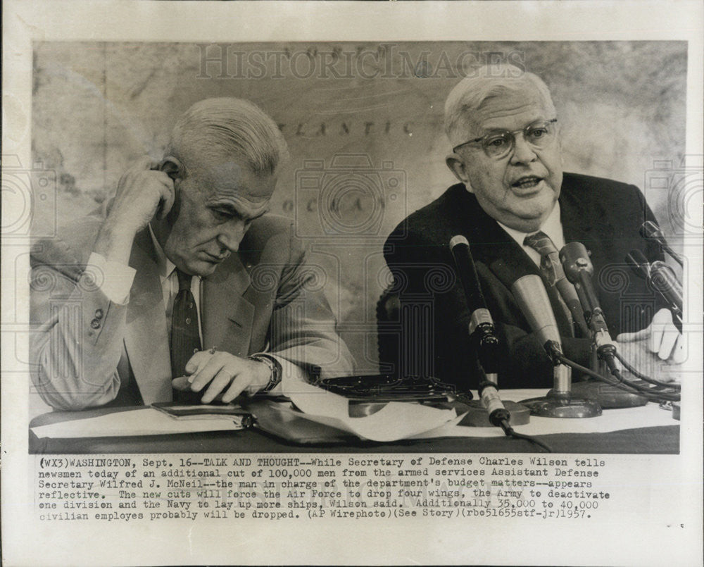 1957 Press Photo Sec of Defense Charles Wilson - Historic Images